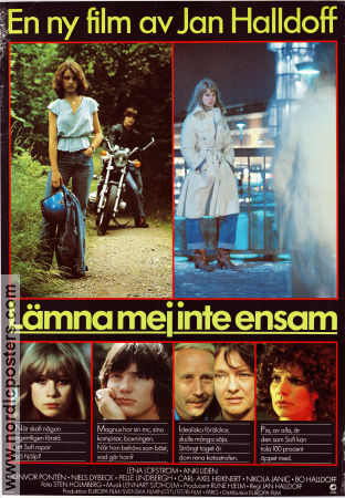 Lämna mej inte ensam 1980 poster Lena Löfström Anki Lidén Gunvor Pontén Pelle Lindbergh Niels Dybeck Jan Halldoff Motorcyklar