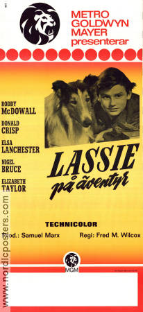 Lassie Come Home 1943 movie poster Roddy McDowall Elizabeth Taylor Donald Crisp May Whitty Fred M Wilcox Dogs