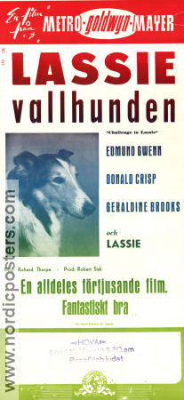 Challenge to Lassie 1949 movie poster Edmund Gwenn Donald Crisp Geraldine Brooks Lassie Richard Thorpe Dogs