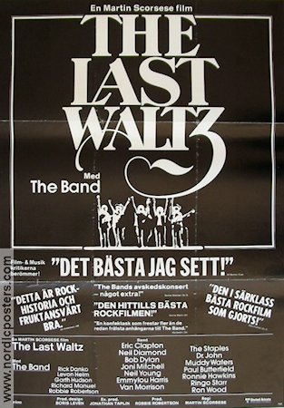 The Last Waltz 1979 movie poster The Band Martin Scorsese Rock and pop Documentaries