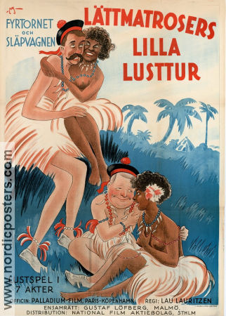 Lättmatrosers lilla lusttur 1929 poster Fy og Bi Carl Schenström Harald Madsen Lau Lauritzen Danmark