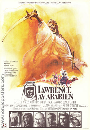 Lawrence of Arabia 1962 movie poster Alec Guinness Anthony Quinn Peter O´Toole Omar Sharif David Lean