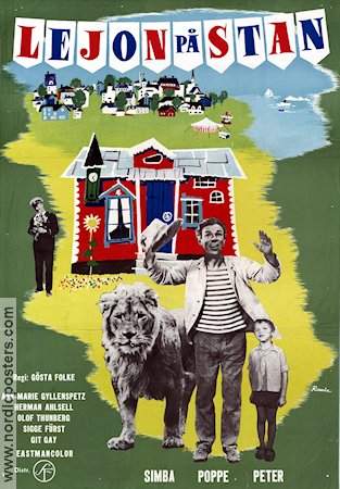 Lejon på stan 1959 movie poster Nils Poppe Ann-Marie Gyllenspetz Gösta Folke Cats