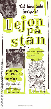 Lejon på stan 1959 movie poster Nils Poppe Ann-Marie Gyllenspetz Gösta Folke Poster artwork: Lars Lindh Cats