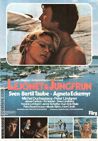 The Lion and the Virgin 1975 movie poster Sven-Bertil Taube Agneta Eckemyr Michel Duchaussoy Lars-Magnus Lindgren Skärgård