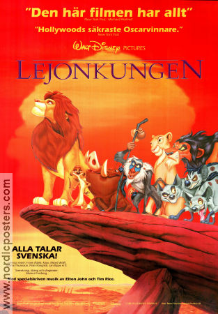 The Lion King 1994 movie poster Matthew Broderick Roger Allers Animation Cats