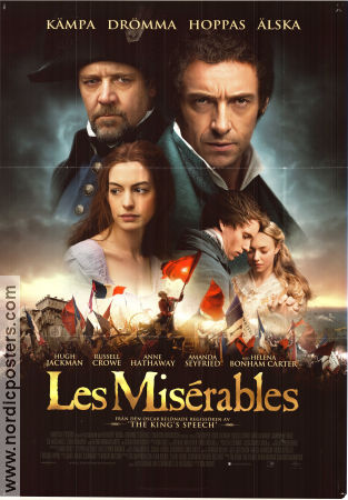Les Miserables 2012 movie poster Hugh Jackman Russell Crowe Anne Hathaway Tom Hooper Musicals