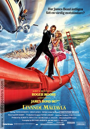 Levande måltavla 1985 poster Roger Moore Tanya Roberts Christopher Walken Grace Jones John Glen Broar