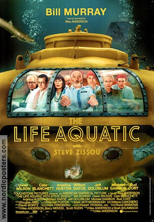 The Life Aquatic with Steve Zissou 2004 movie poster Bill Murray Owen Wilson Steve Zissou Wes Anderson Ships and navy Fish and shark Diving