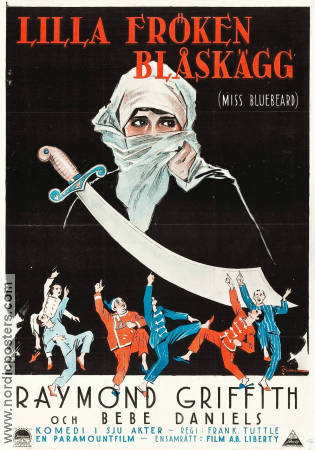Miss Bluebeard 1925 movie poster Raymond Griffith Bebe Daniels Frank Tuttle Sword and sandal Eric Rohman art