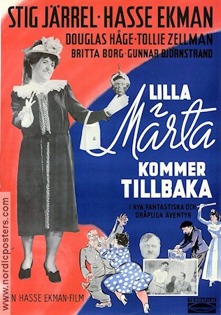 Lilla Märta kommer tillbaka 1948 movie poster Stig Järrel Douglas Håge Britta Borg Hasse Ekman