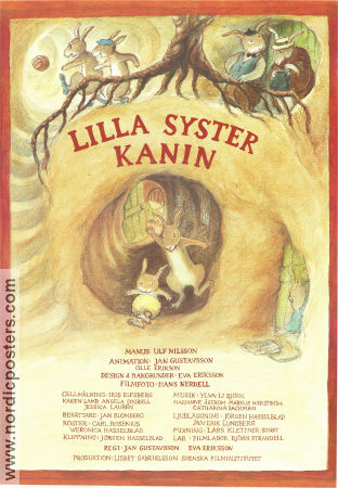 Lilla syster kanin 1988 poster Jan Blomberg Jan Gustavsson Text: Ulf Nilsson Animerat