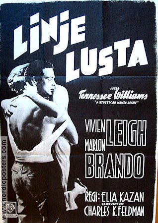 A Streetcar Named Desire 1951 movie poster Marlon Brando Vivien Leigh Karl Malden Elia Kazan Writer: Tennesee Williams