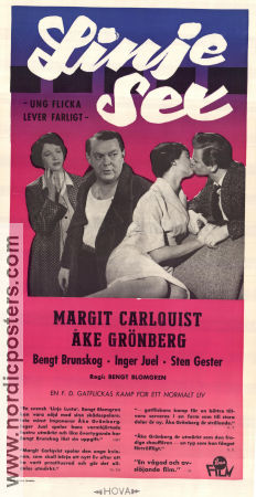 Linje sex 1958 movie poster Margit Carlqvist Åke Grönberg Bengt Blomgren