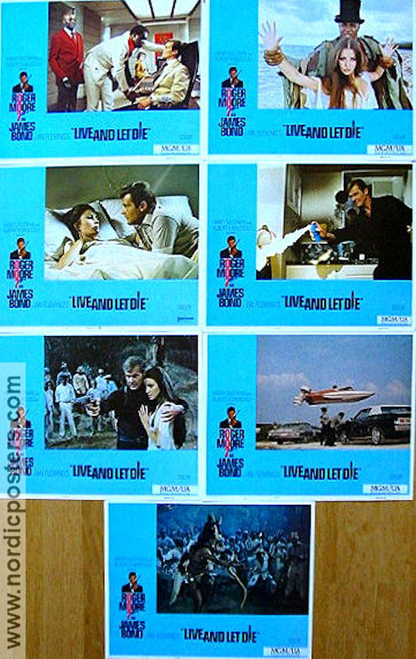 Live and Let Die 1973 lobby card set Roger Moore Jane Seymour Yaphet Kotto Guy Hamilton