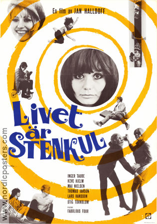 Livet är stenkul 1967 movie poster Inger Taube Maj Nielsen Keve Hjelm Lars Hansson Jan Halldoff Music: Fabulous Four Writer: Stig Claesson Rock and pop Poster artwork: Ranke Sandgren