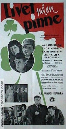 Livet på en pinne 1942 movie poster Thor Modéen Åke Söderblom Katie Rolfsen