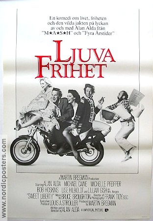 Sweet Liberty 1986 movie poster Michael Caine Michelle Pfeiffer Alan Alda Motorcycles