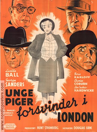 Lured 1947 movie poster George Sanders Lucille Ball Boris Karloff