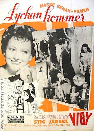 Lyckan kommer 1942 movie poster Marguerite Viby Stig Järrel Hasse Ekman Find more: Large poster