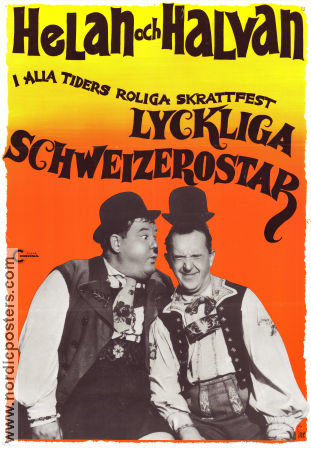 Lyckliga schweizerostar 1938 poster Laurel and Hardy Helan och Halvan Stan Laurel Oliver Hardy Grete Natzler John G Blystone Musikaler