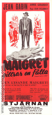 Maigret tend un piege 1958 movie poster Jean Gabin Annie Girardot Olivier Hussenot Jean Delannoy Find more: Maigret