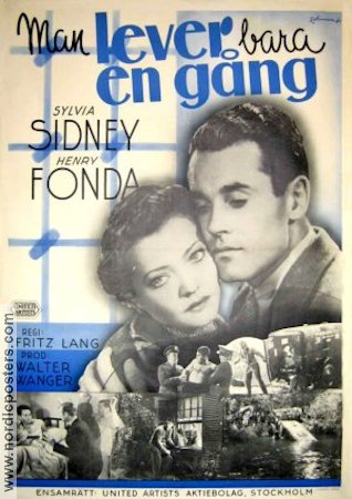 You Only Live Once 1937 movie poster Sylvia Sidney Henry Fonda Barton MacLane Fritz Lang