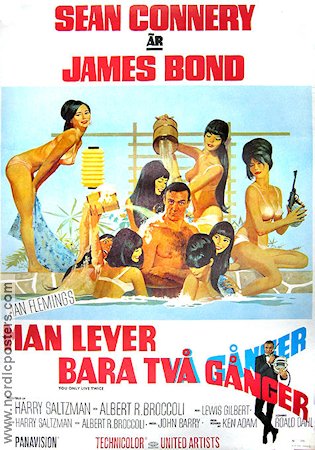 You Only Live Twice 1967 movie poster Sean Connery Akiko Wakabayashi