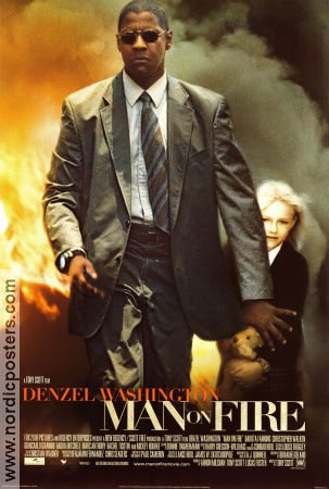 Man on Fire 2003 movie poster Denzel Washington Dakota Fanning Tony Scott Glasses Kids