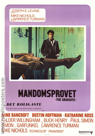 The Graduate 1967 movie poster Dustin Hoffman Anne Bancroft Katharine Ross Mike Nichols Music: Simon and Garfunkel