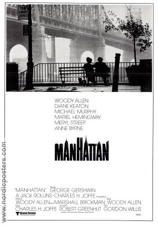 Manhattan 1979 movie poster Diane Keaton Meryl Streep Woody Allen Bridges Romance