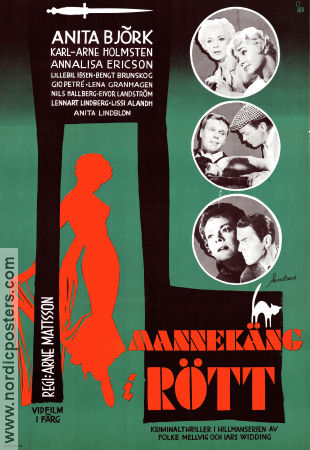 Mannekäng i rött 1958 poster Anita Björk Karl-Arne Holmsten Annalisa Ericson Anita Lindblom Arne Mattsson Hitta mer: Hillman Affischkonstnär: Gösta Åberg