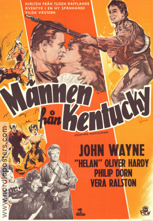 The Fighting Kentuckian 1949 movie poster John Wayne Oliver Hardy Vera Ralston Philip Dorn George Waggner