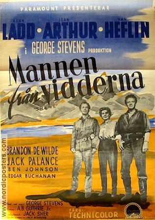 Shane 1953 movie poster Alan Ladd Jean Arthur Jack Palance George Stevens Mountains
