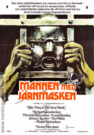 Mannen med järnmasken 1977 poster Richard Chamberlain Patrick McGoohan Louis Jourdan Mike Newell