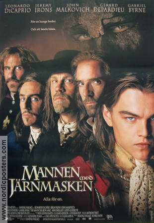 Mannen med järnmasken 1998 poster Leonardo DiCaprio Jeremy Irons John Malkovich Randall Wallace