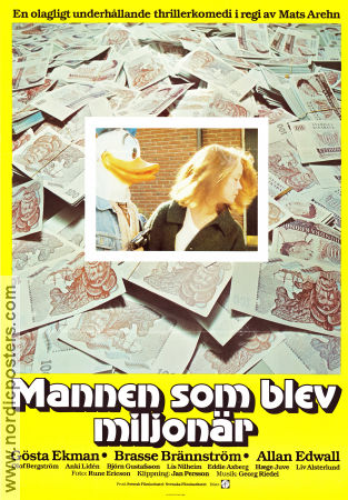 Mannen som blev miljonär 1980 movie poster Gösta Ekman Brasse Brännström Allan Edwall Mats Arehn Money