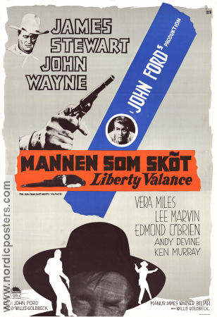 The Man Who Shot Liberty Valance 1962 movie poster James Stewart John Wayne Vera Miles Lee Marvin Edmund O´Brien John Ford