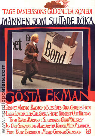 Mannen som slutade röka 1972 movie poster Gösta Ekman Grynet Molvig Toivo Pawlo Tage Danielsson Production: AB Svenska Ord Poster artwork: Per Åhlin Smoking