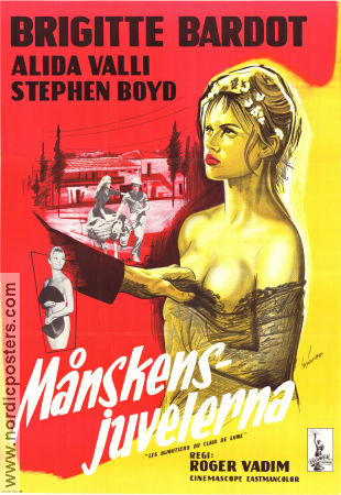 Månskensjuvelerna 1958 poster Brigitte Bardot Alida Valli Stephen Boyd Roger Vadim