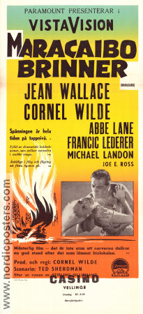 Maracaibo 1958 movie poster Jean Wallace Abbe Lane Michael Landon Cornel Wilde Fire