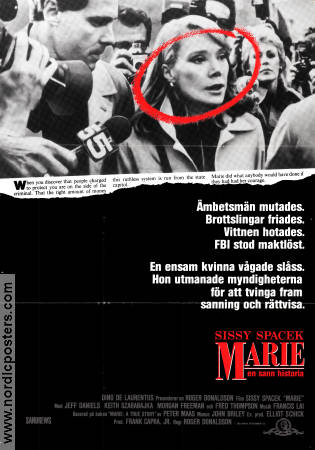 Marie 1985 movie poster Sissy Spacek Jeff Daniels Keith Szarabajka Roger Donaldson