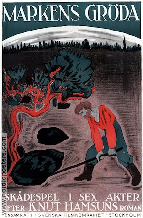 Markens gröda 1921 movie poster Gunnar Sommerfeldt Writer: Knut Hamsun Norway