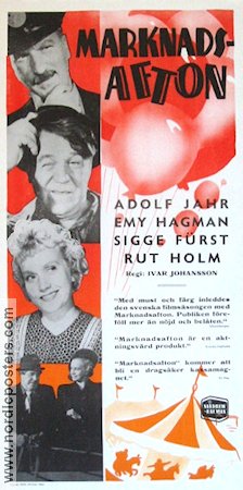 Marknadsafton 1948 movie poster Adolf Jahr Emy Hagman Sigge Fürst Rut Holm Ivar Johansson Writer: Vilhelm Moberg