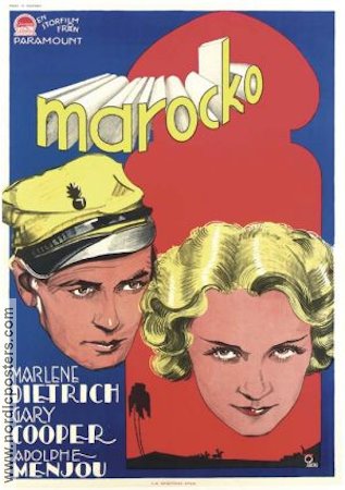 Morocco 1931 movie poster Marlene Dietrich Gary Cooper Adolphe Menjou