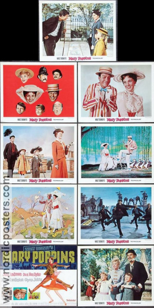 Mary Poppins 1964 lobby card set Julie Andrews Dick Van Dyke David Tomlinson Robert Stevenson Musicals