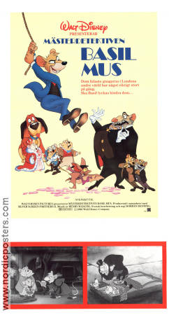 Mästerdetektiven Basil Mus 1986 poster Vincent Price Ron Clements Animerat