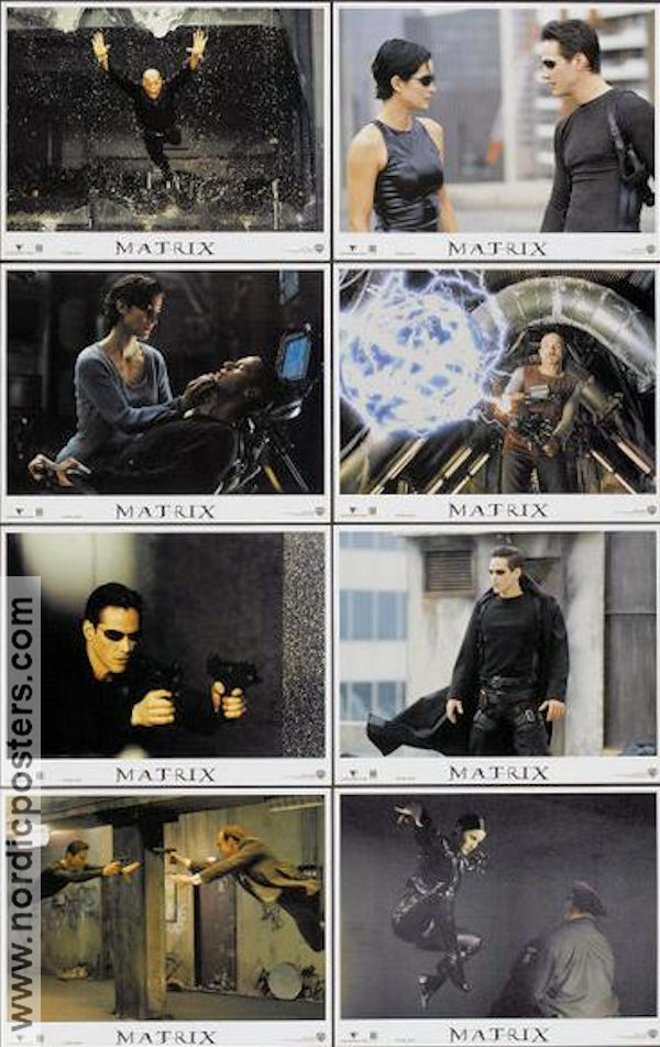 The Matrix 1999 lobby card set Keanu Reeves Carrie-Anne Moss Laurence Fishburne Andy Wachowski