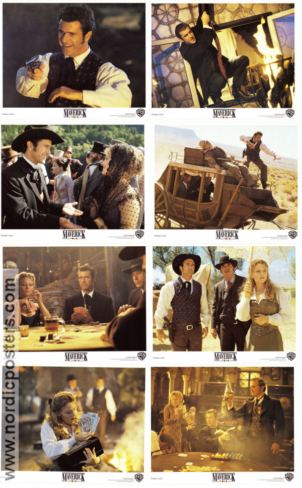 Maverick 1994 lobby card set Mel Gibson Jodie Foster James Garner Richard Donner