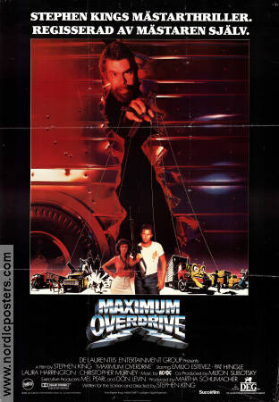 Maximum Overdrive 1986 movie poster Emilio Estevez Laura Harrington Stephen King Music: ACDC Cars and racing